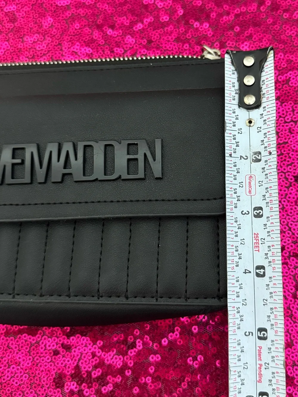 2/for $20 🪩 STEVE MADDEN Black Monochrome Quilted Zip Clutch & Wallet - 4.5x8”